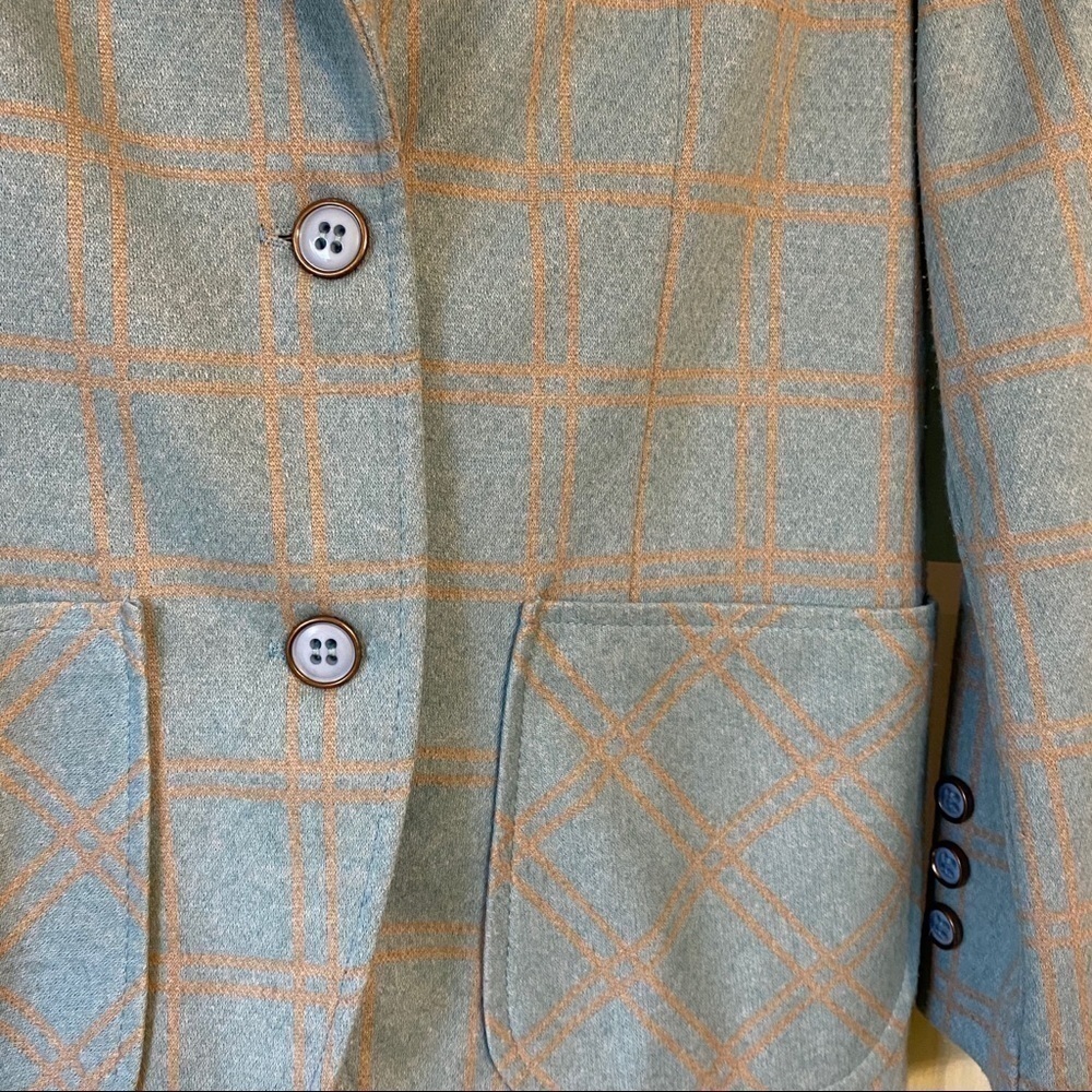 Vintage Plaid Blazer Jack Winter Soft Teal Sz Medium - Picture 3 of 6